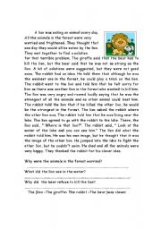 English Worksheet: lion and rabbit