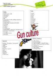 English Worksheet: Taboos and Issues. Who needs guns?