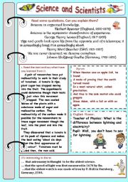 English Worksheet: Science and scientists