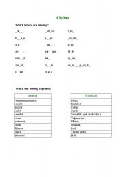 English worksheet: clothes