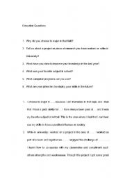 English worksheet: Education Interview questions