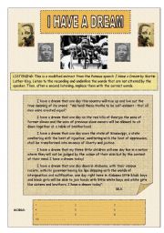 English Worksheet: I have a dream - Listening activity