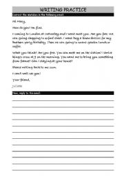 English Worksheet: Writing - Beginners - Correct mistakes in email then reply