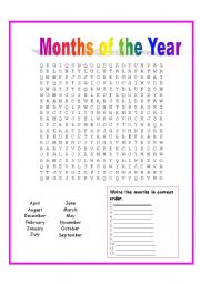 English Worksheet: Months of the Year