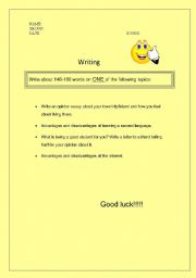 English Worksheet: Testing writing