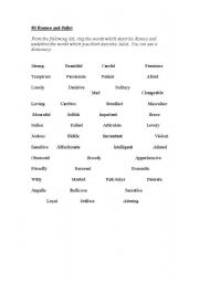 English Worksheet: Romeo and Juliet vocabulary