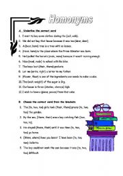 English Worksheet: Homonyms