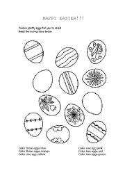 English Worksheet: Color the chocolate eggs!