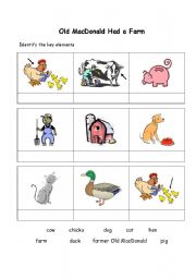 English Worksheet: Old MacDonald Had a Farm matching exercise