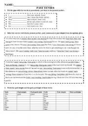 English Worksheet: Past Tenses