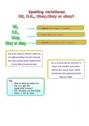 English Worksheet: Ok, O.K, Okay or okay ?