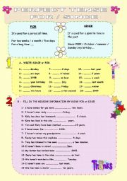 English Worksheet: FoR or SiNcE 