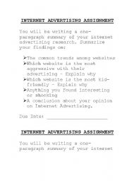 English Worksheet: Internet Advertising Assignment