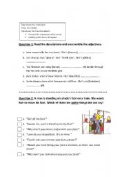 English worksheet: adjectives