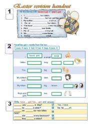 English Worksheet: Easter revision for Juniors - 2 pages