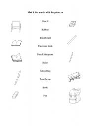 English Worksheet: school objects