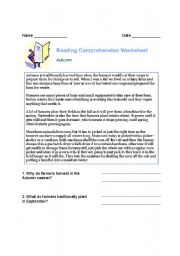 English Worksheet: Comprehension