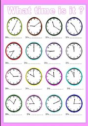 English Worksheet: what time is it?