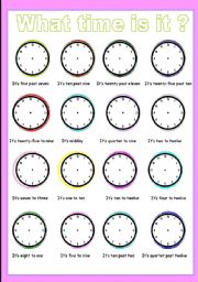 English Worksheet: what time is it?