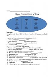 English Worksheet: Prepositions of time