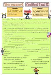 English Worksheet: Conditionals I and II in context (plus BW and key)