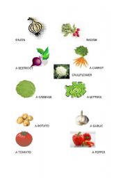 English Worksheet: VEGETABLES AND FRUITS
