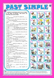 English Worksheet: PAST SIMPLE - AFFIRMATIVE, NEGATIVE and INTERROGATIVE  FORMS (+KEY) - FULLY EDITABLE