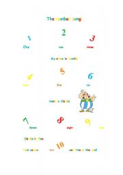 English Worksheet: The number song