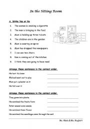 English worksheet: In  the sitting room