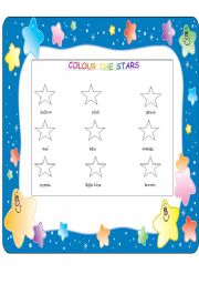 English Worksheet: Colour the stars