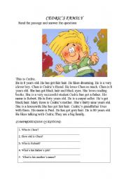 English Worksheet: Cedrics Family