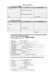 English Worksheet: Simple Present and pronouns