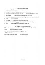 English worksheet: Present Perfect (Progressive) Exercises