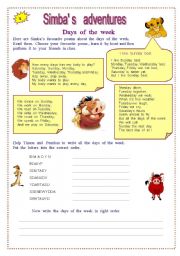 English Worksheet: Days of the week