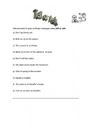 English worksheet: Tell or ask