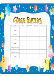 English worksheet: Class Survey - Do you have...?