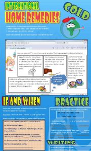 English Worksheet: International Home Remedies (If / When) + Reading + Exercises