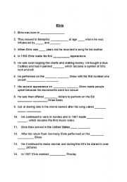 English worksheet: Elvis