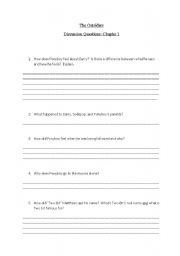 English Worksheet: Outsiders Chapter One Questions