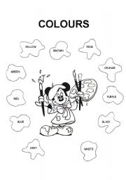 English Worksheet: COLOUR THE SPOTS WITH MICKEY