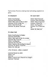 English Worksheet: role play restaurant