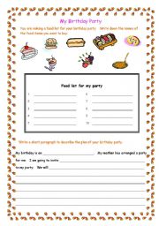 English Worksheet: My birthday party