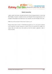 English Worksheet: media cesorship