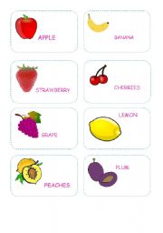 English Worksheet: FRUIT MEMORY GAME OR FLASH CARDS