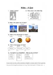 English worksheet: Wales - A Quiz