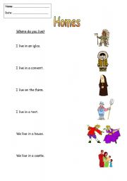 English Worksheet: Where do you live? Worksheet