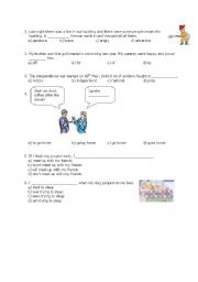 English worksheet: 8th grade Revision test My English 20 quest.