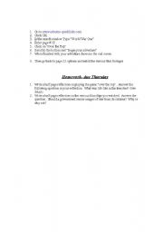 English Worksheet: World War Two Warm Up Video game