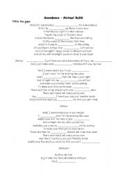 English worksheet: moondance song activity + can