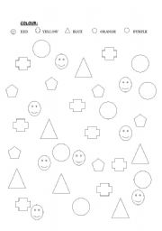 English worksheet: Colour the shapes 